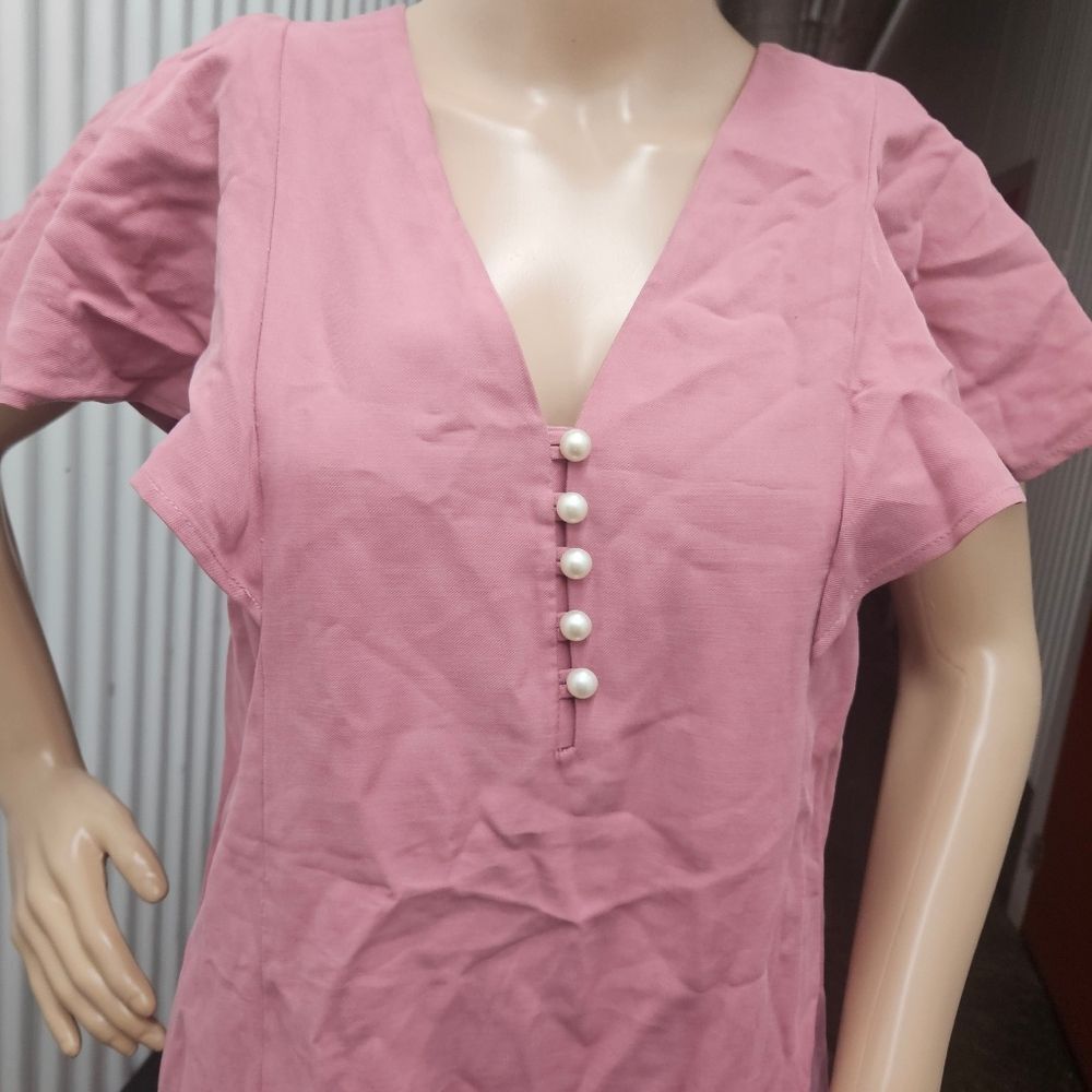 BCBGeneration Mauve Pink Flutter Sleeve Shift Dress - Picture 12 of 12